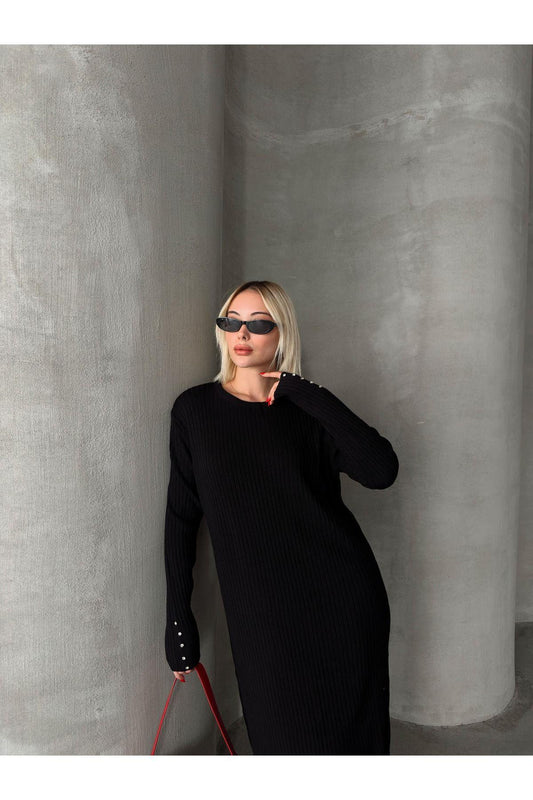 Beyoğlu Taş Kollu Uzun Triko Elbise