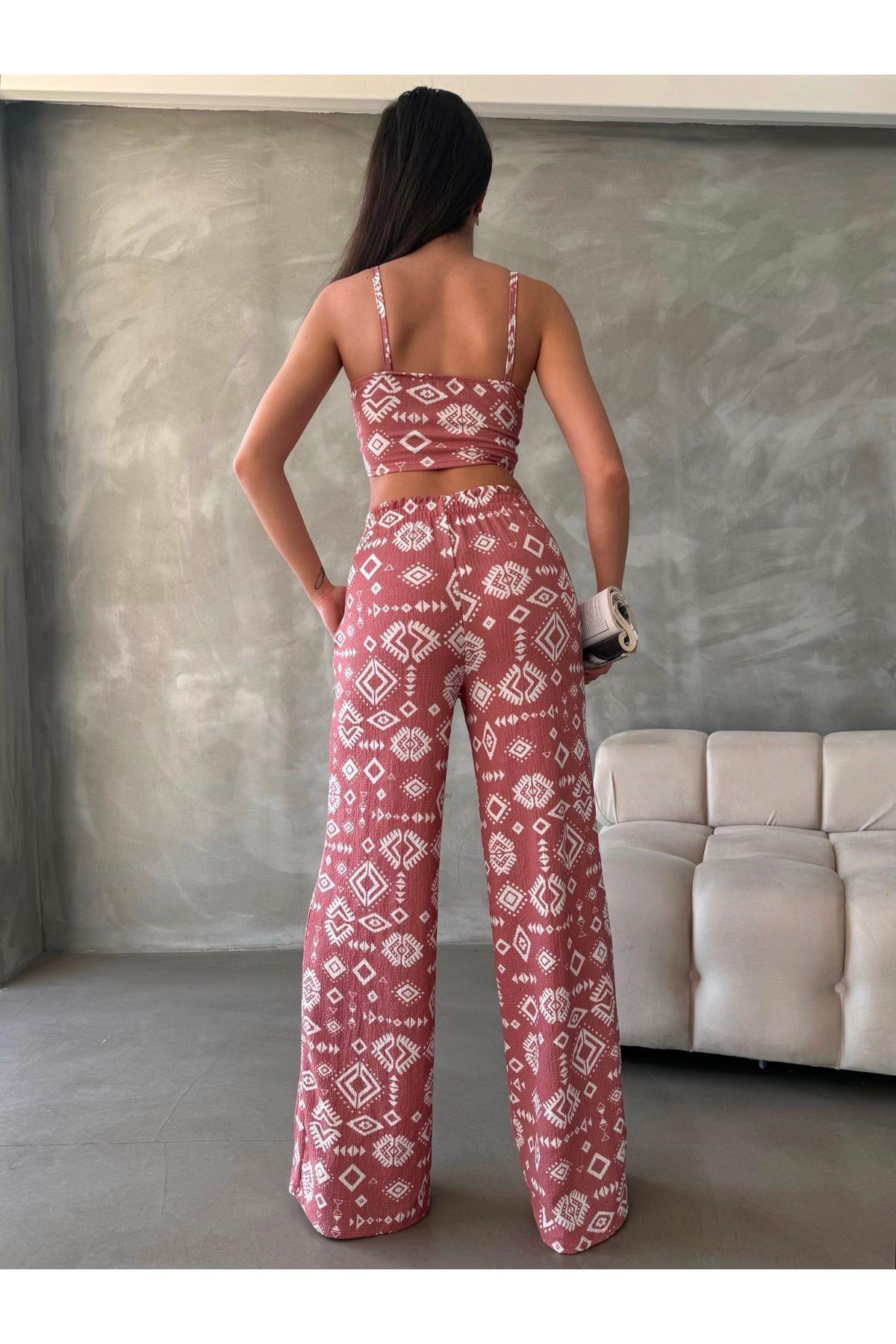 Bürümcük Kumaş Kimono Üçlü Takım