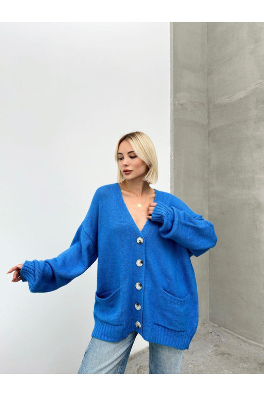 Kadın Balon Kollu Oversize Triko Hırka