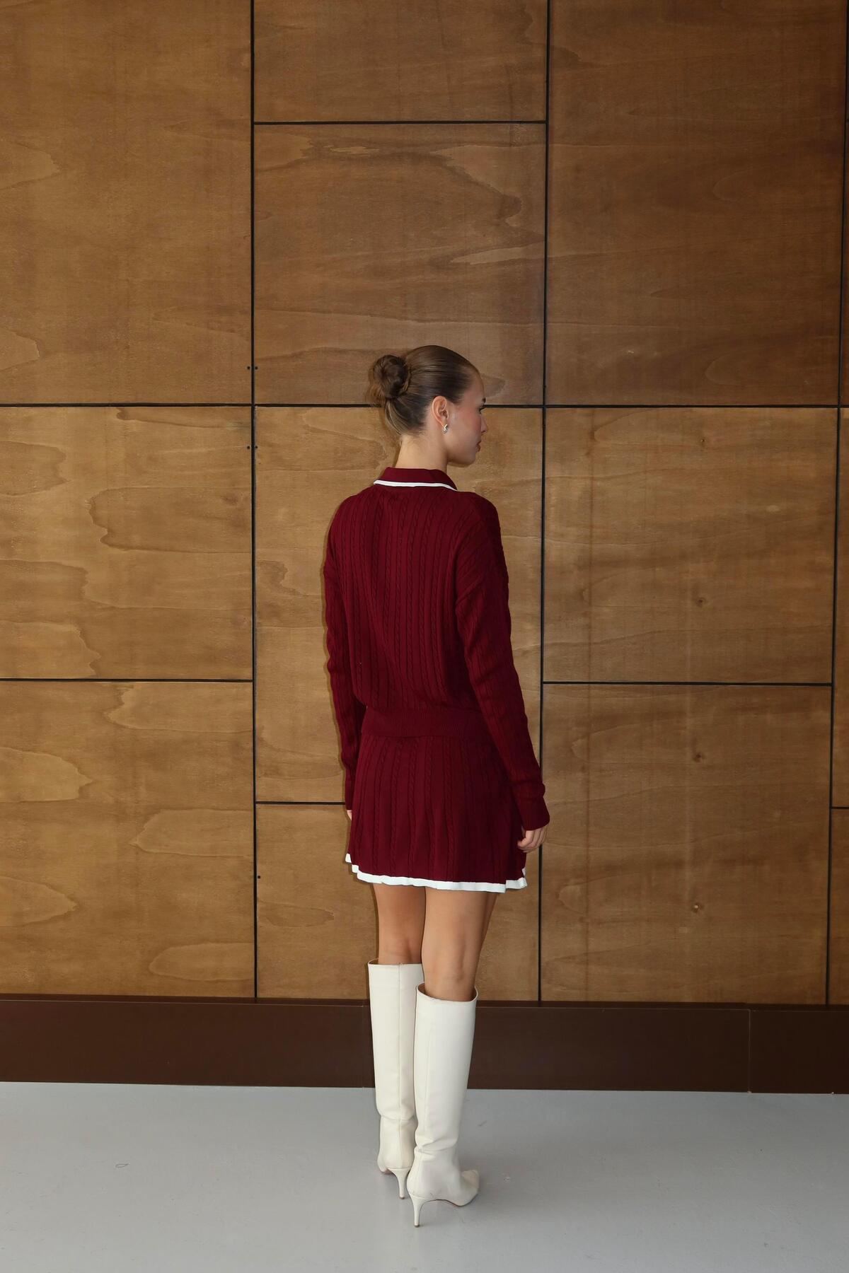 Polo Yaka Triko Elbise Takım