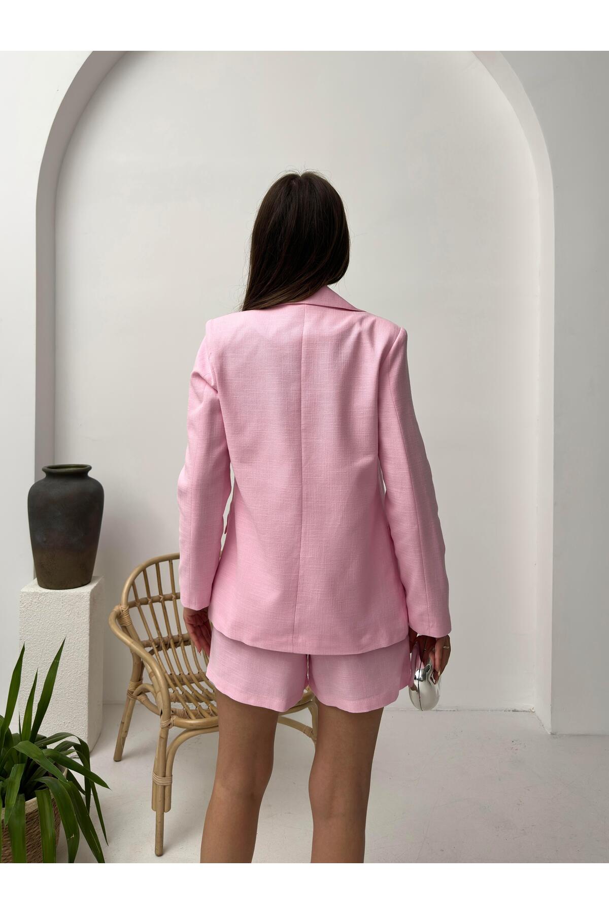 Pudra Pembe Şortlu Ceket Takım 2'li