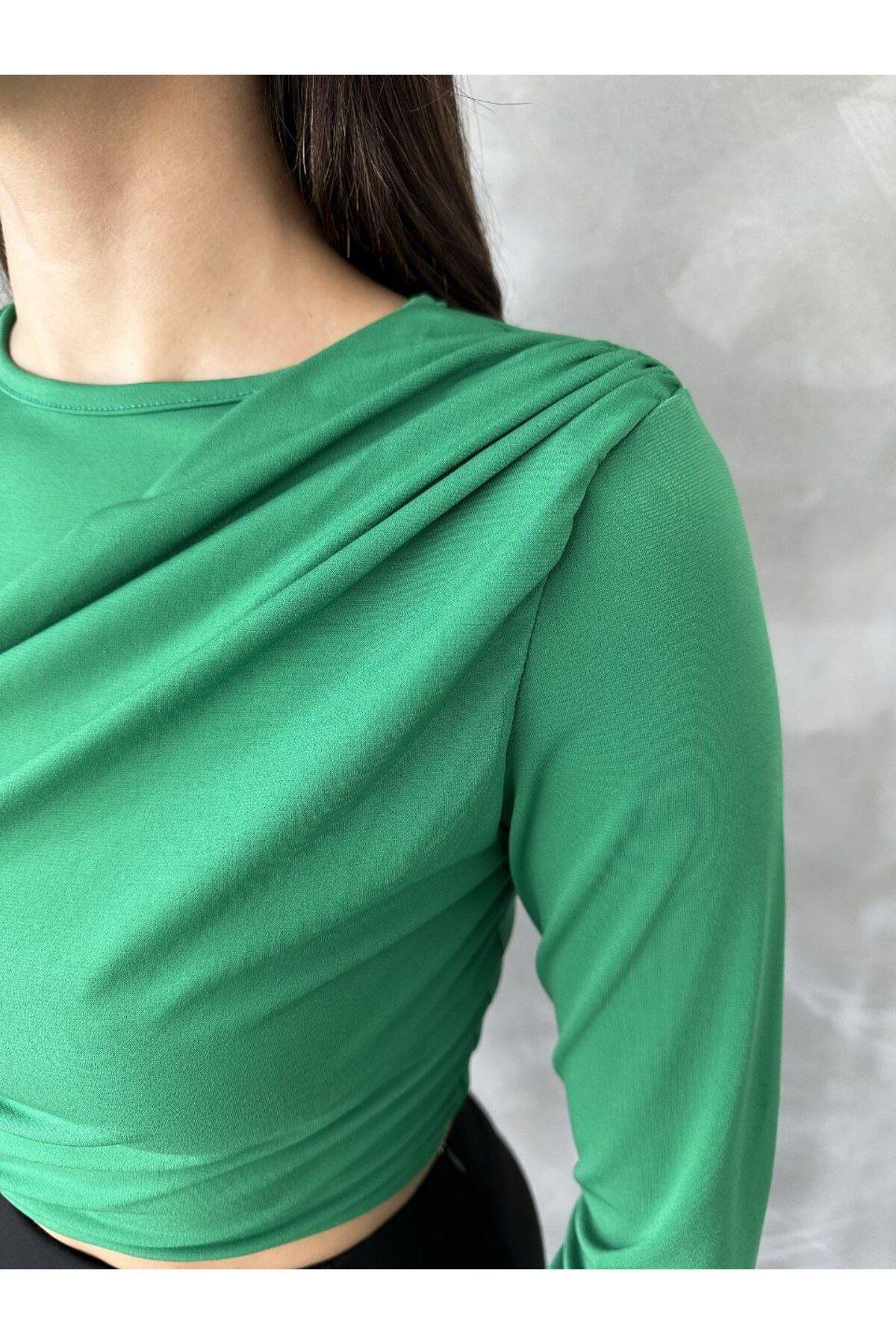 Uzun Kol Crop Bluz