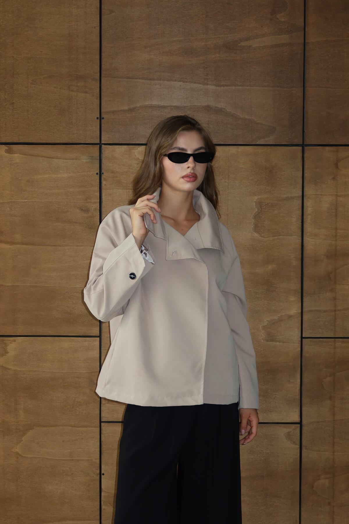 Dik Yaka Oversize Trençkot