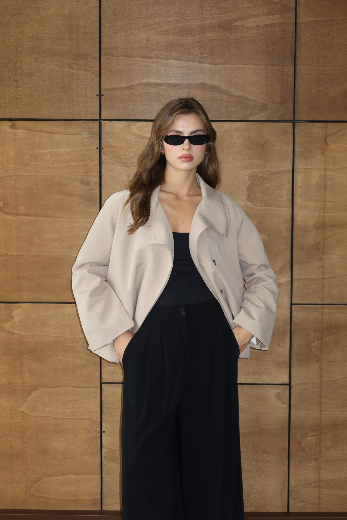 Dik Yaka Oversize Trençkot