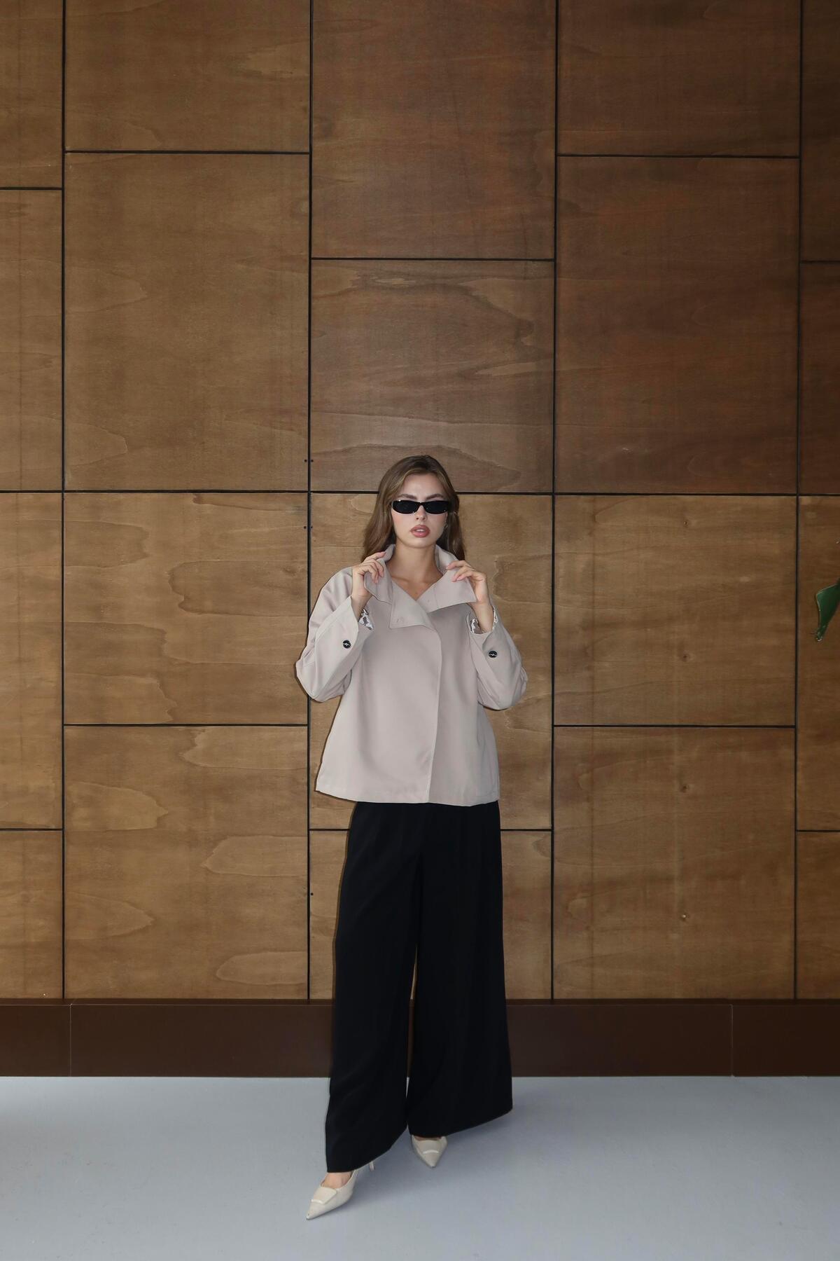 Dik Yaka Oversize Trençkot