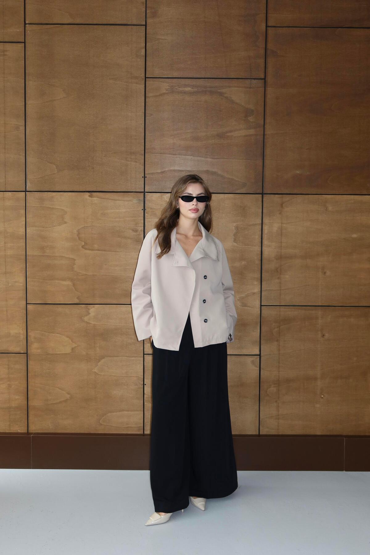 Dik Yaka Oversize Trençkot