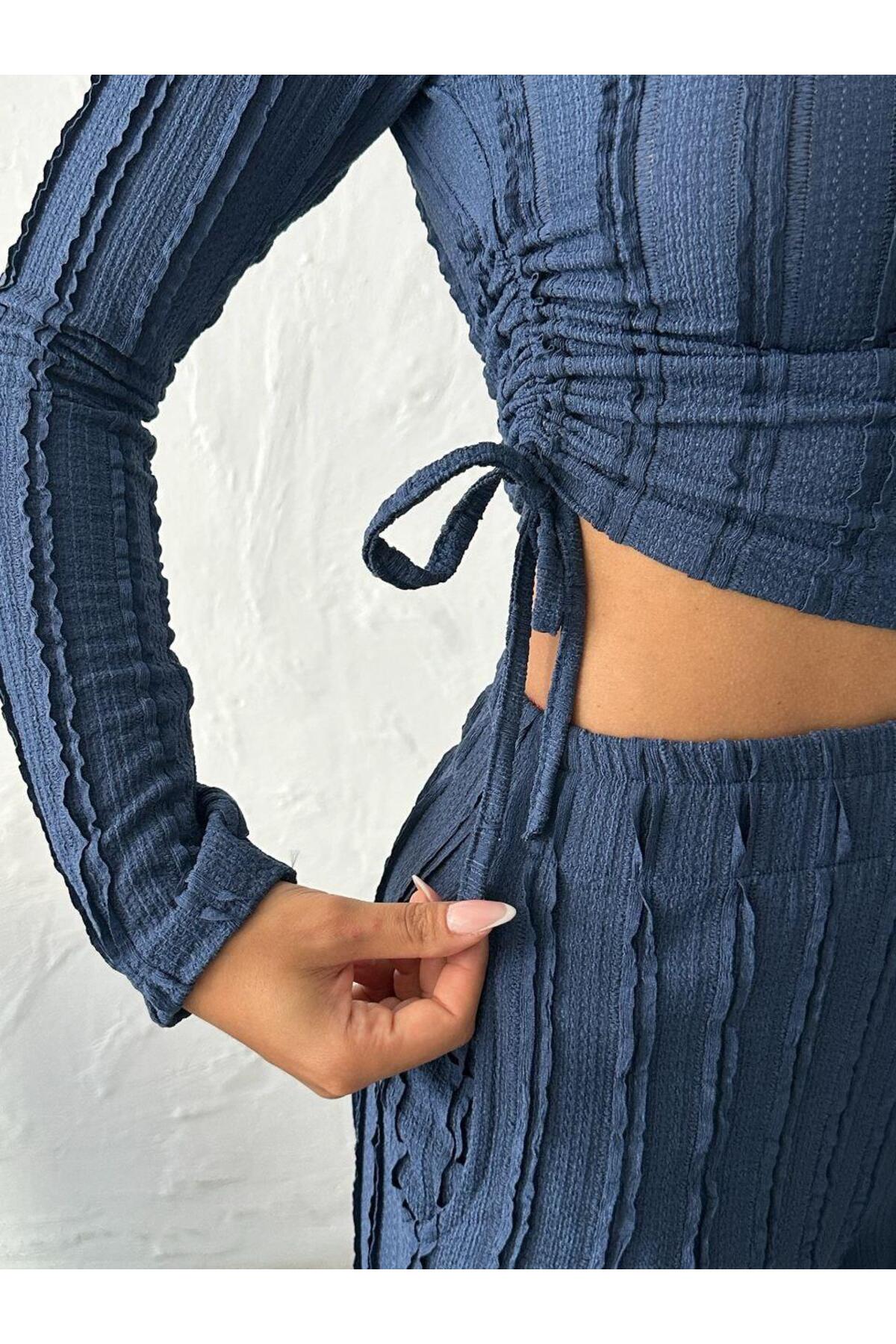 Dikiş Detaylı Fitilli Kumaş İkili Takım
