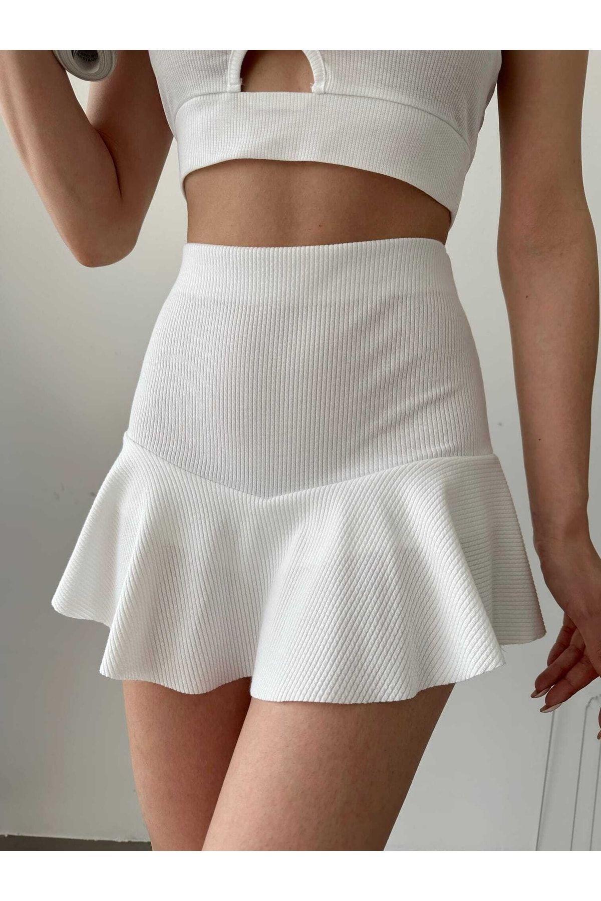 Fitilli Volanlı Şort Etek, FVŞE50, S