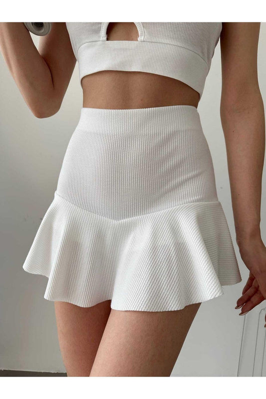 Fitilli Volanlı Şort Etek, FVŞE50, S