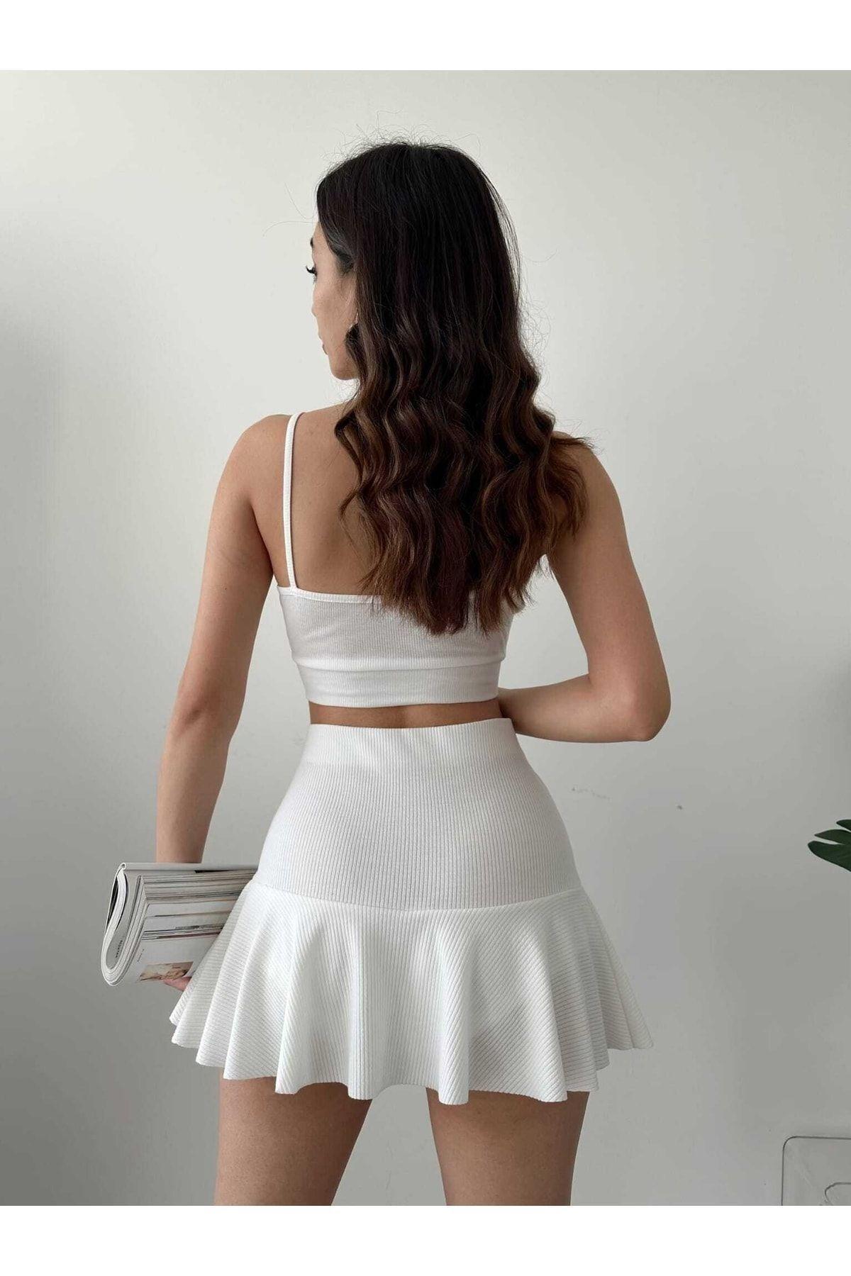 Fitilli Volanlı Şort Etek, FVŞE50, S