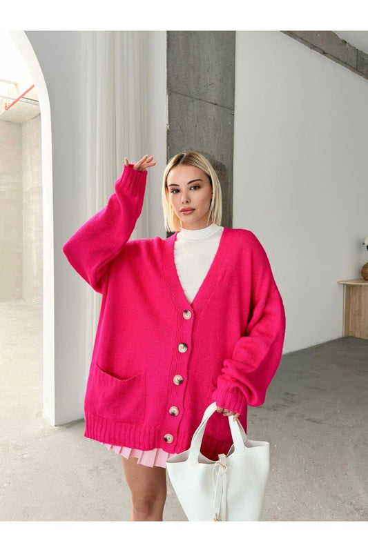 Kadın Balon Kollu Oversize Triko Hırka