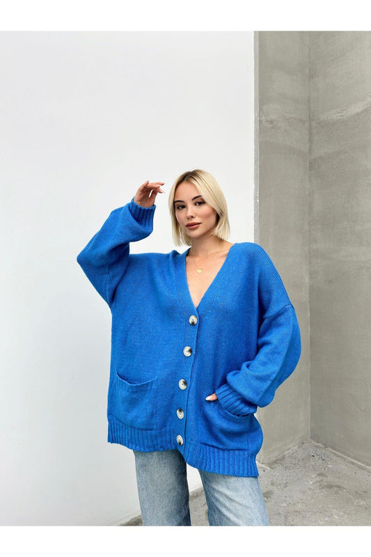 Kadın Balon Kollu Oversize Triko Hırka