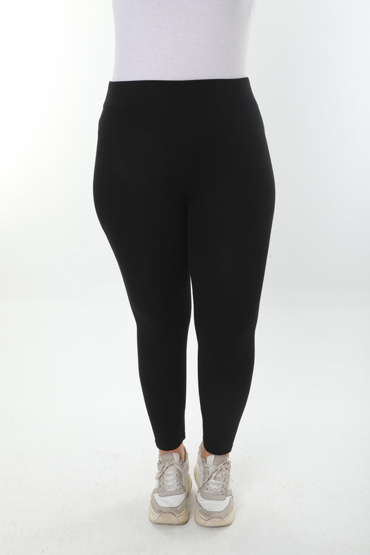 Kadın Büyük Beden Siyah Çelik Örme Tayt