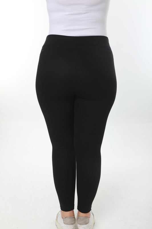 Kadın Büyük Beden Siyah Çelik Örme Tayt