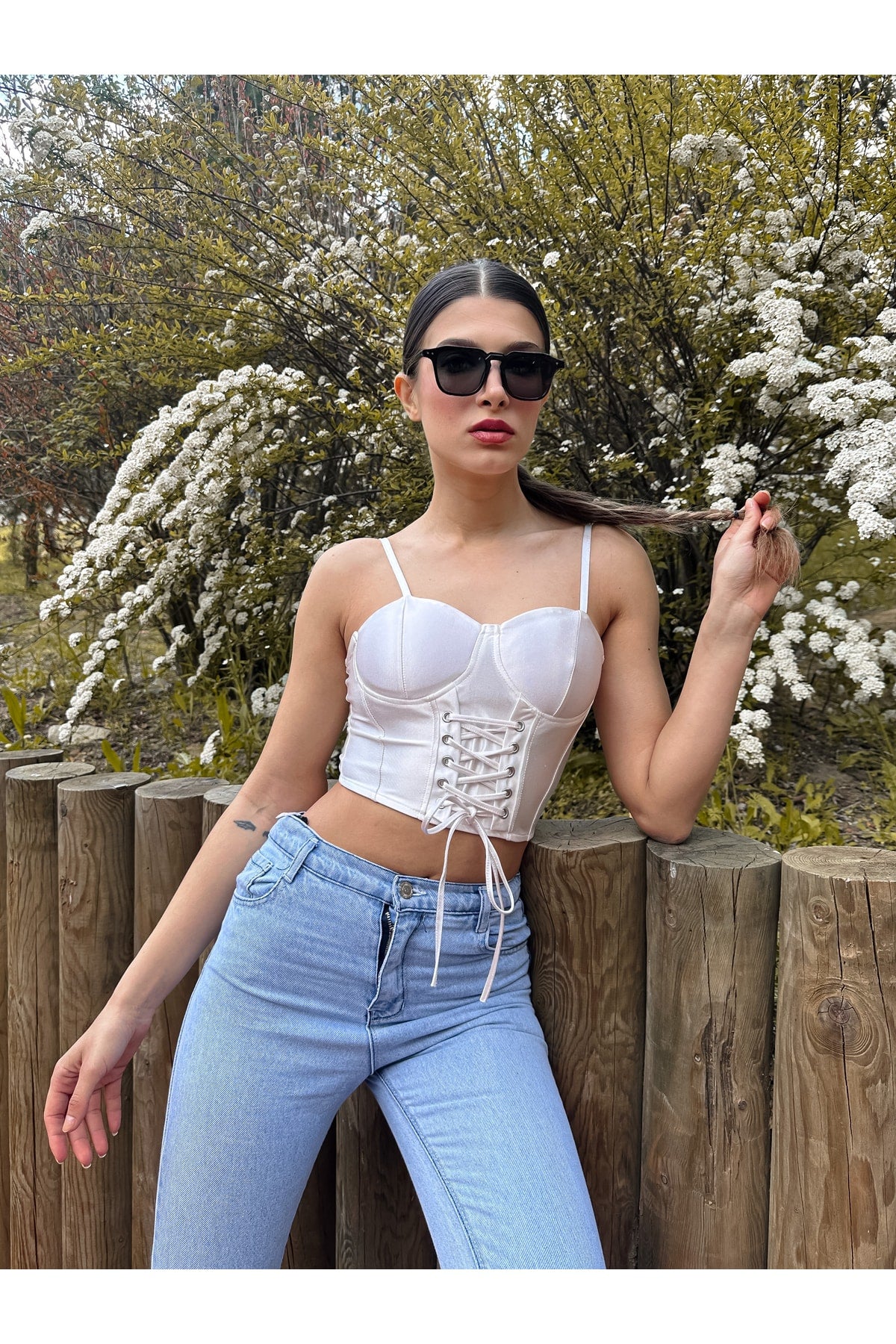 Kadın Saten Korse Askılı Büstiyer Crop
