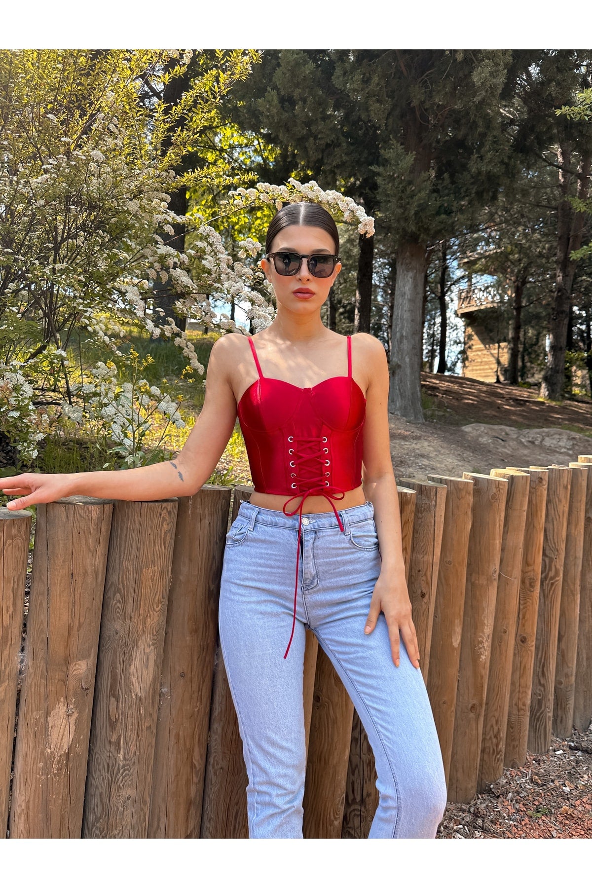Kadın Saten Korse Askılı Büstiyer Crop