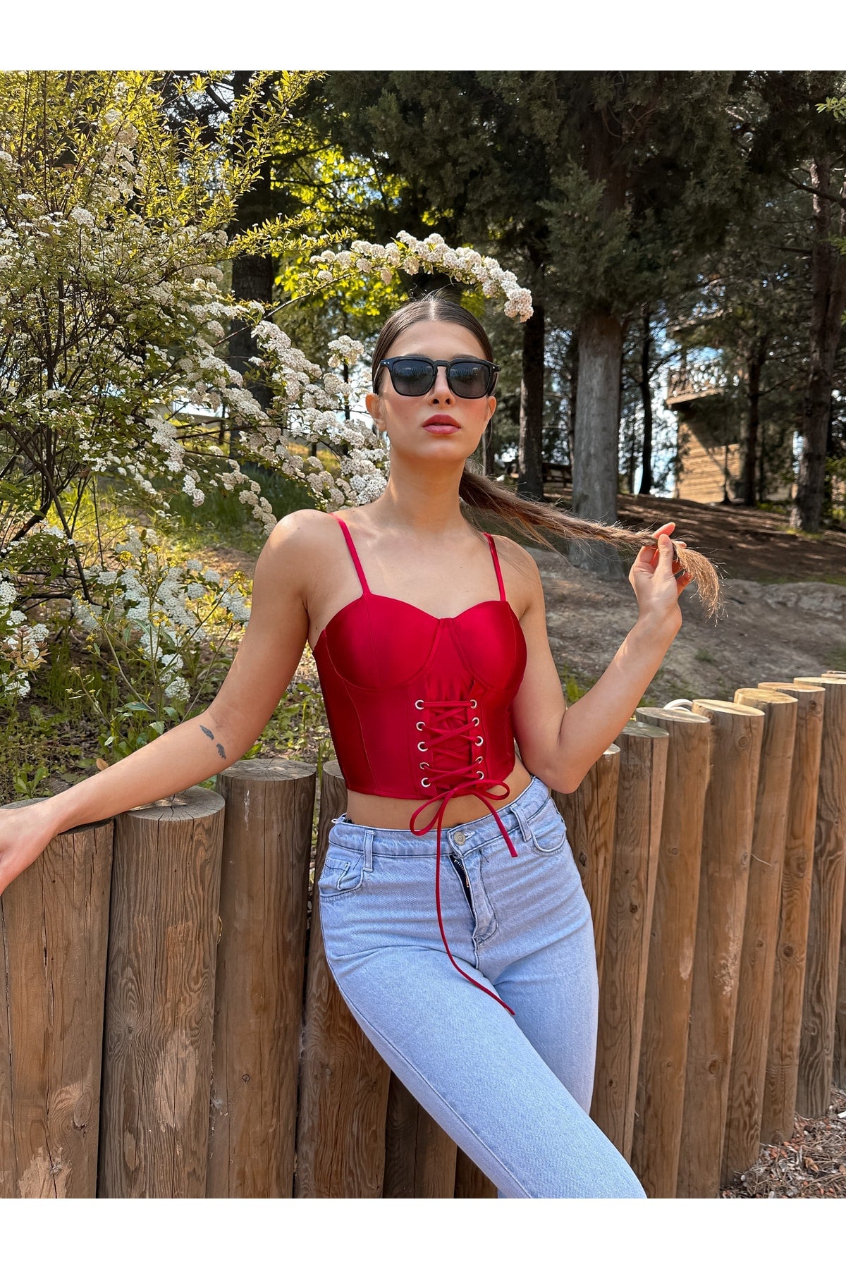 Kadın Saten Korse Askılı Büstiyer Crop