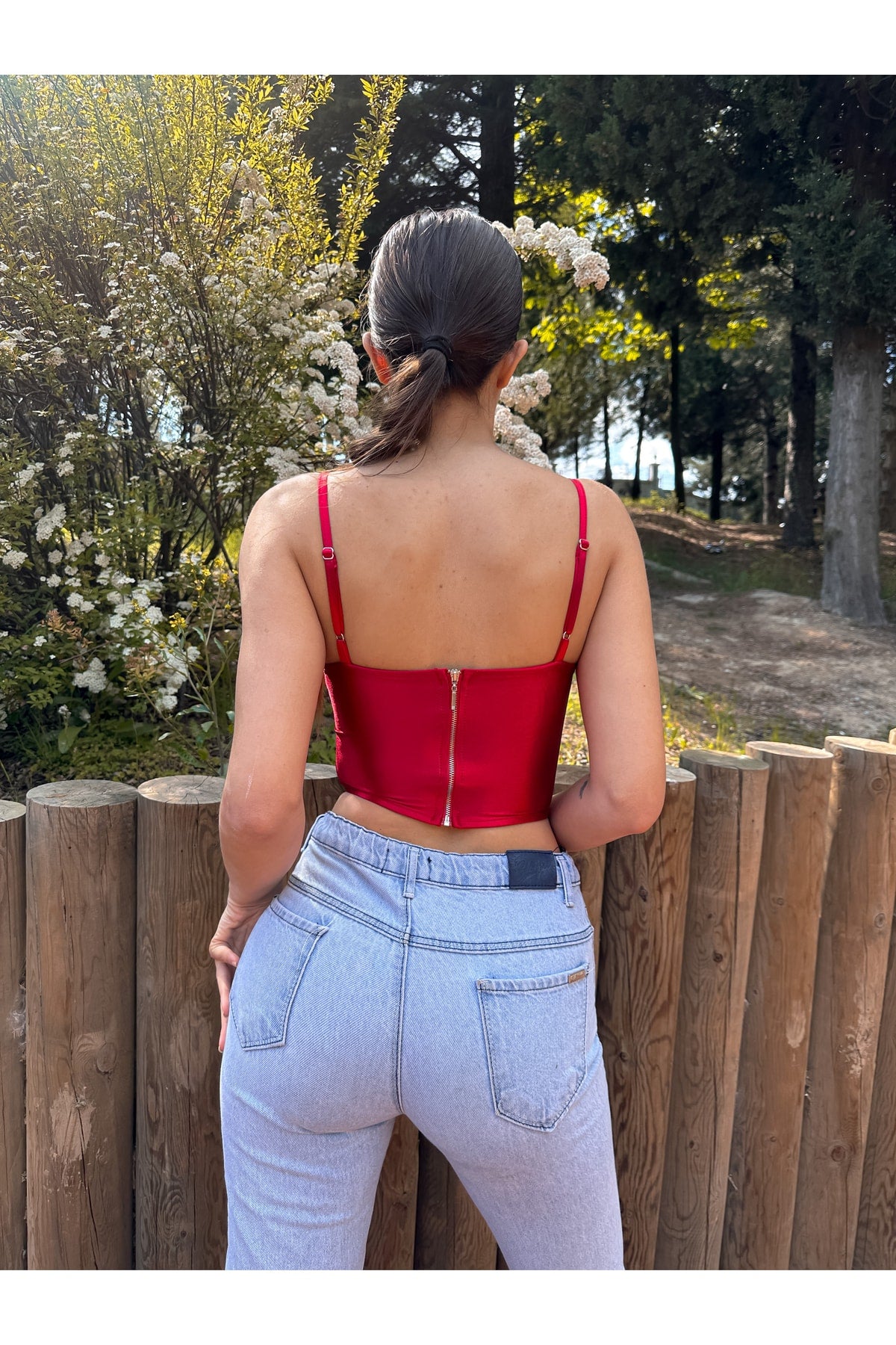 Kadın Saten Korse Askılı Büstiyer Crop