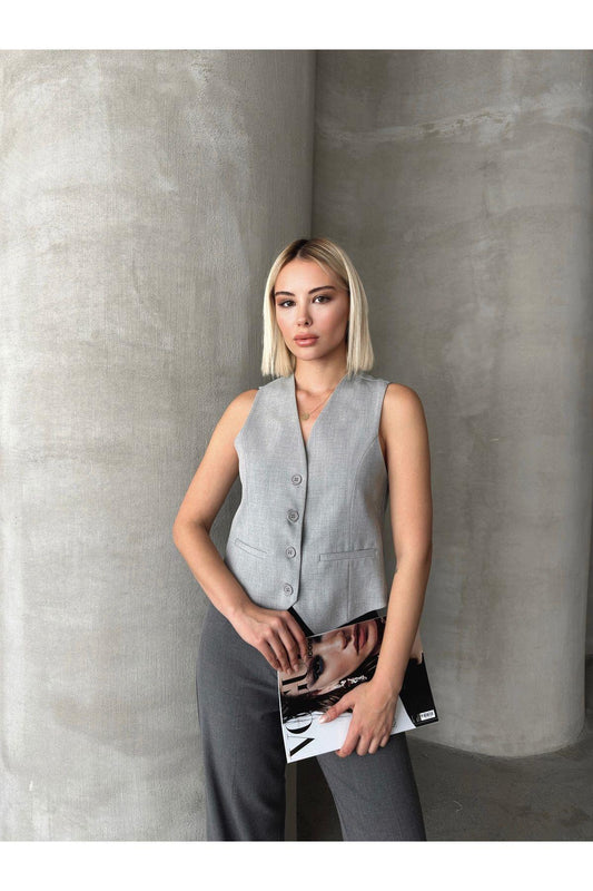 Kadın V Yaka Poliviskon Yelek