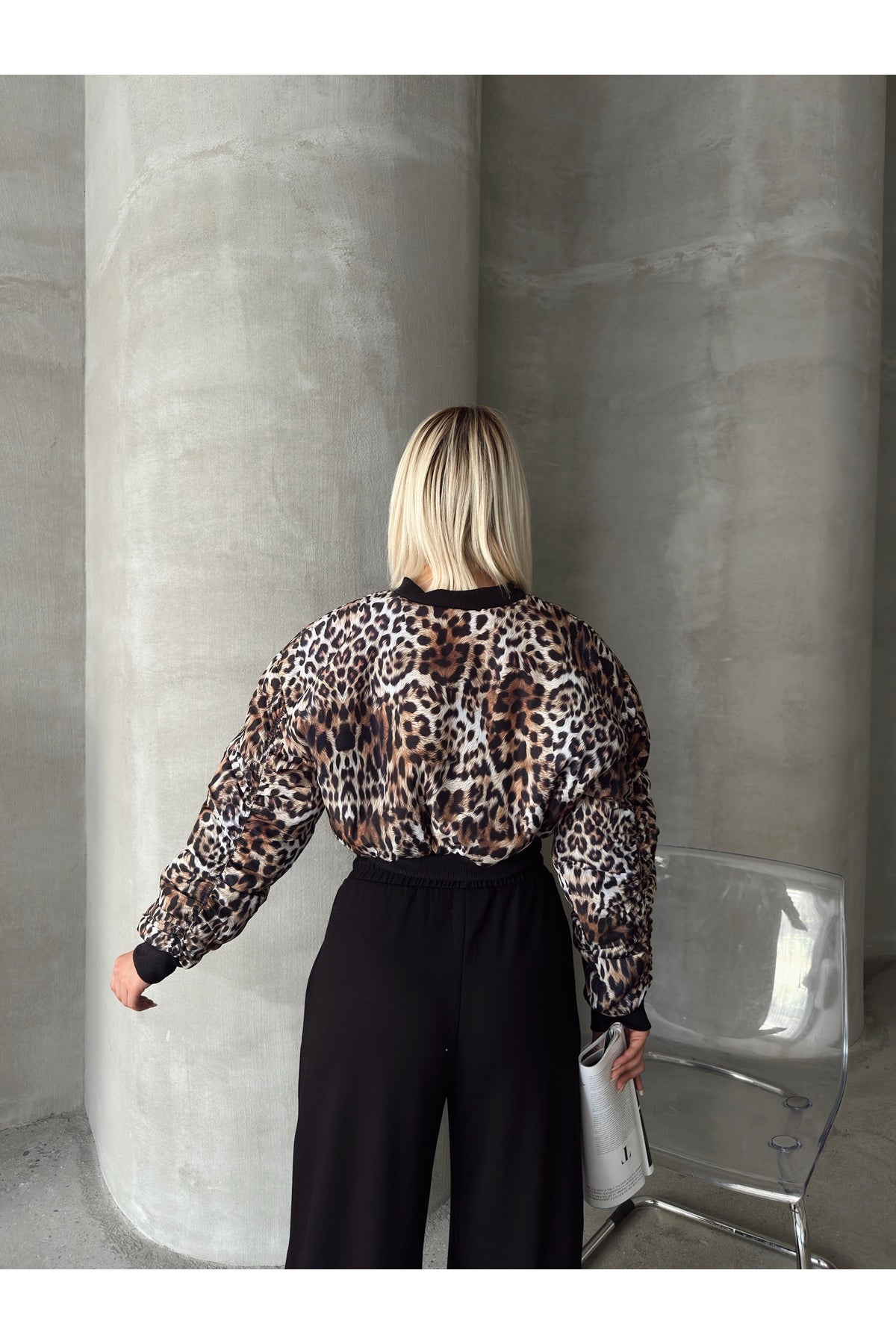 Leopar Desen Crop Mont