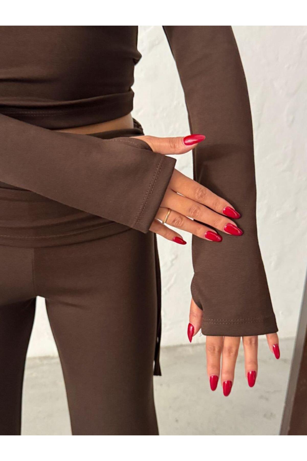 Modal Karışımlı Geniş Paça Takım – Parmak Geçmeli