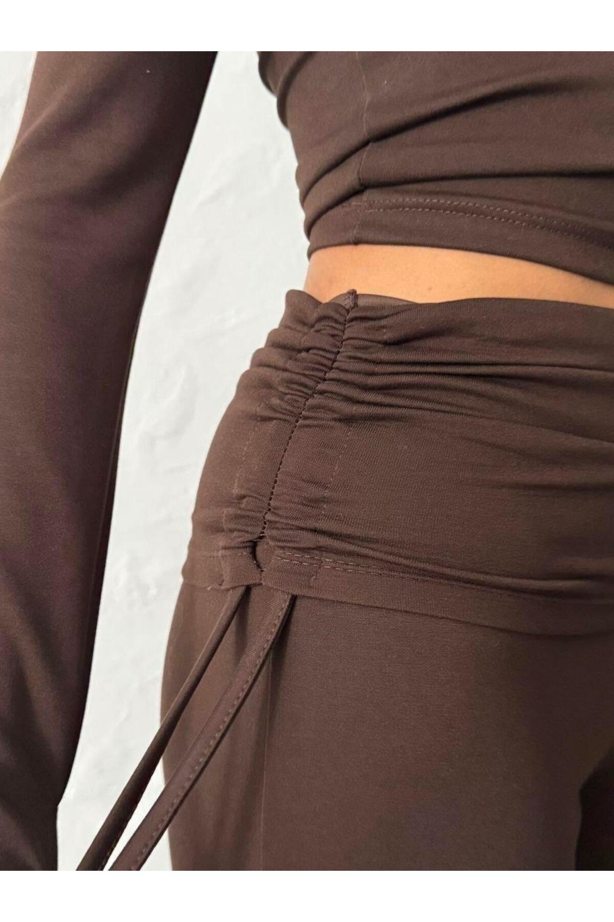 Modal Karışımlı Geniş Paça Takım – Parmak Geçmeli