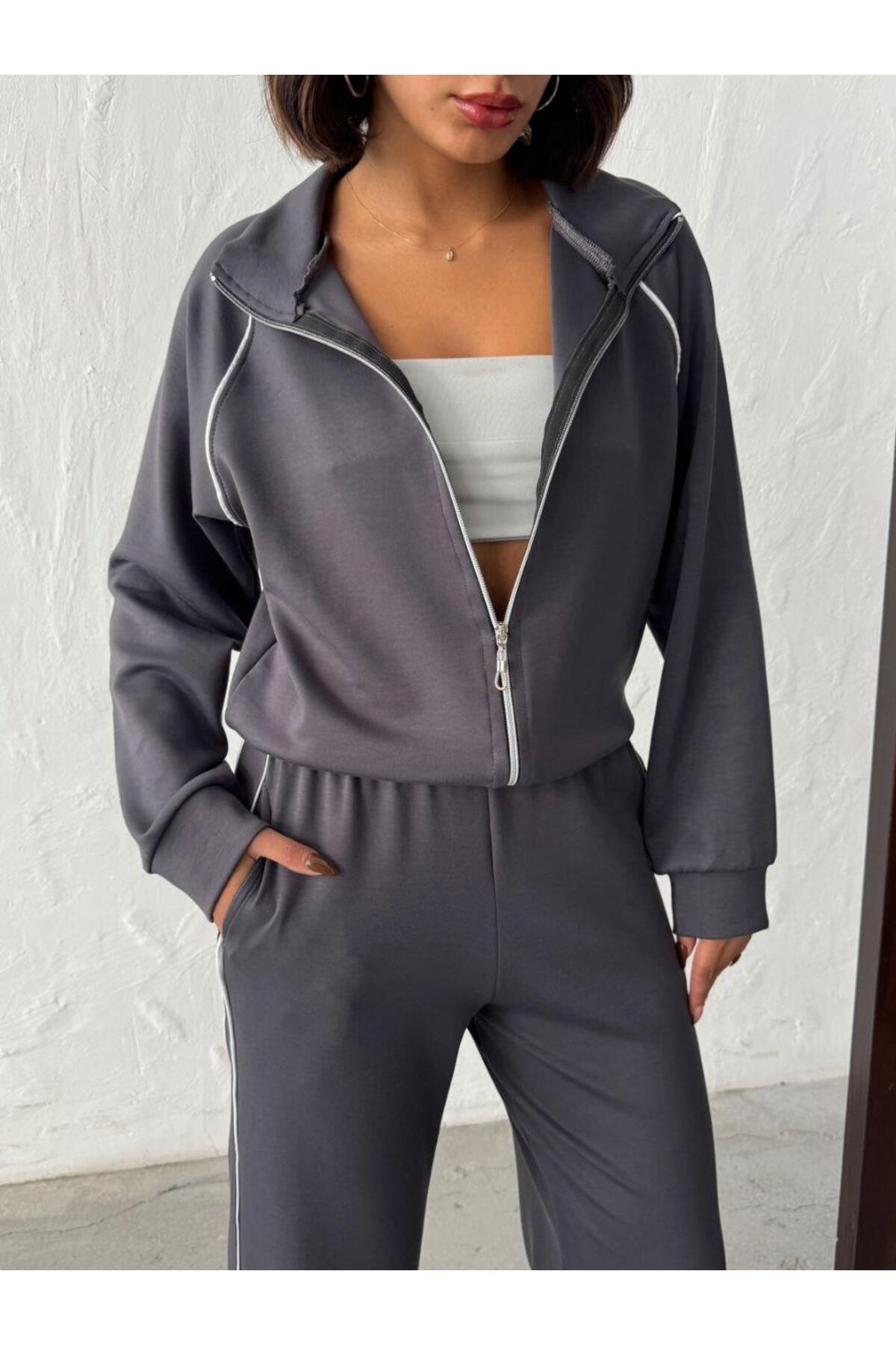 Modal Kumaş Fermuarlı Eşofman Takımı