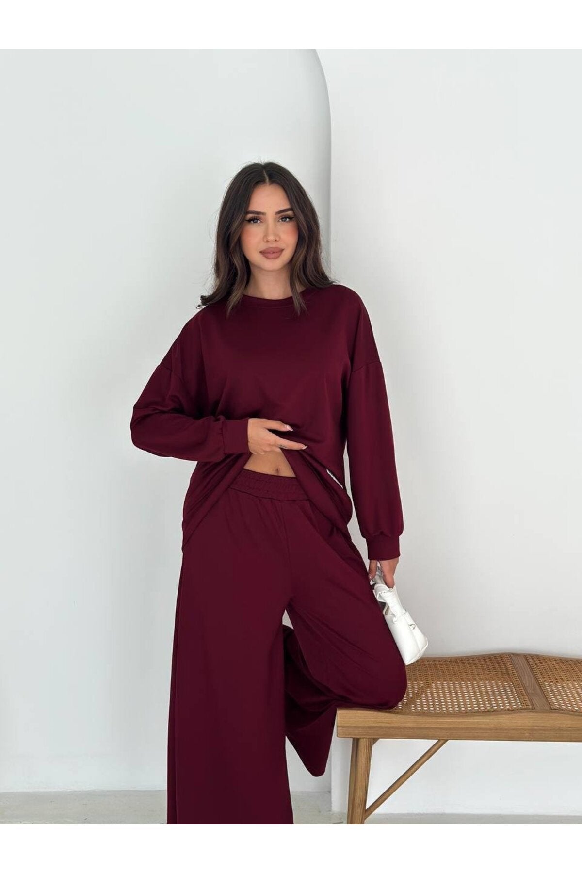 Modal Kumaş Geniş Paça Oversize Takım