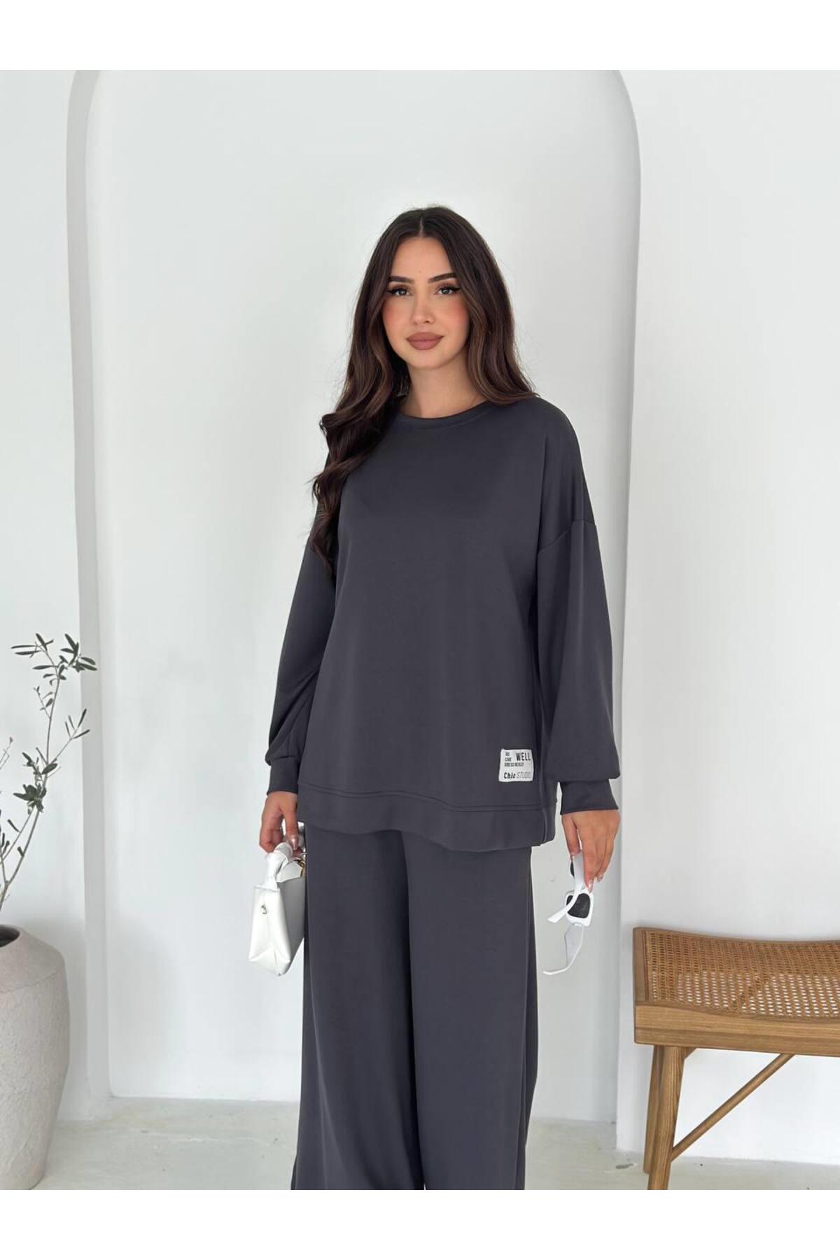 Modal Kumaş Geniş Paça Oversize Takım