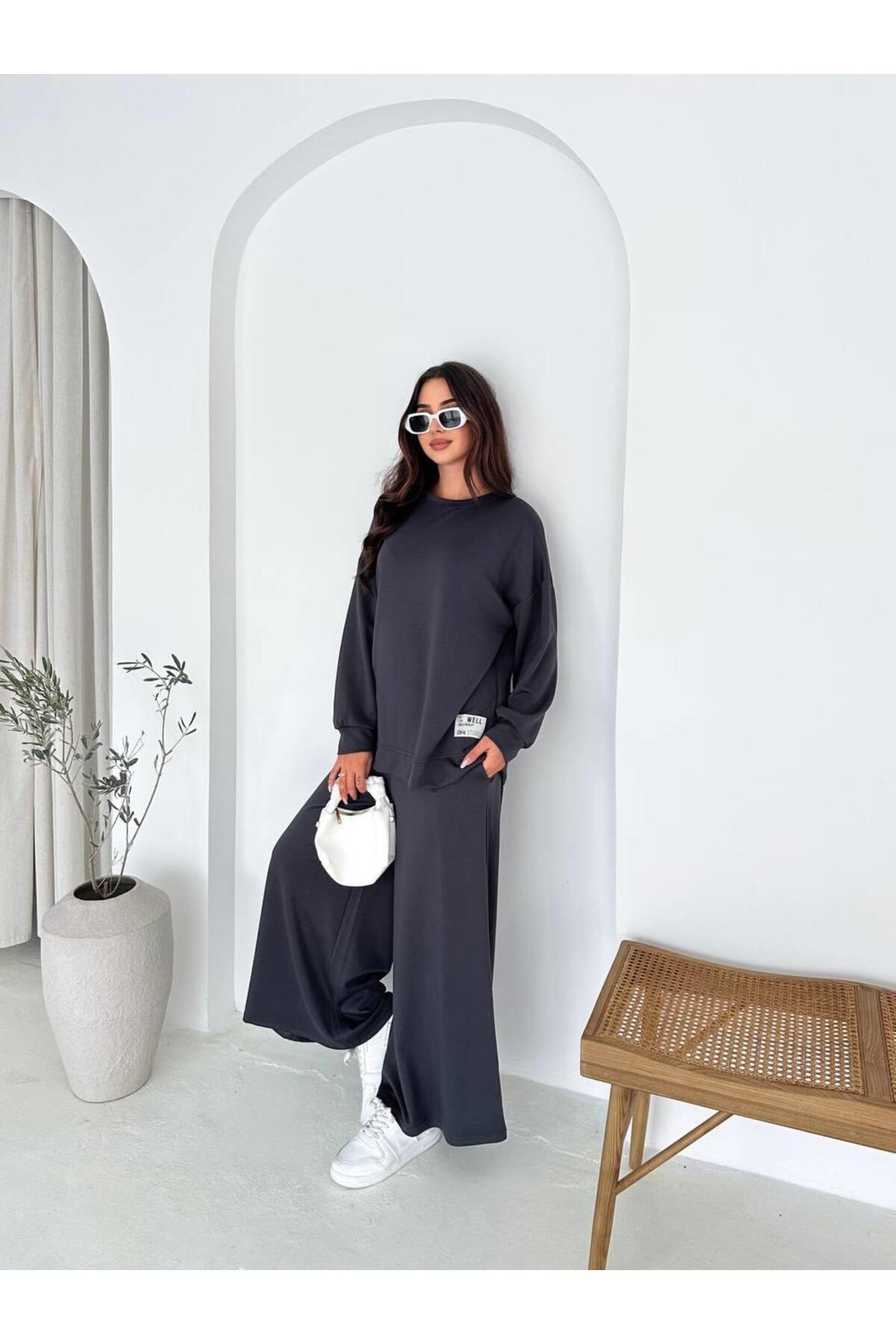 Modal Kumaş Geniş Paça Oversize Takım