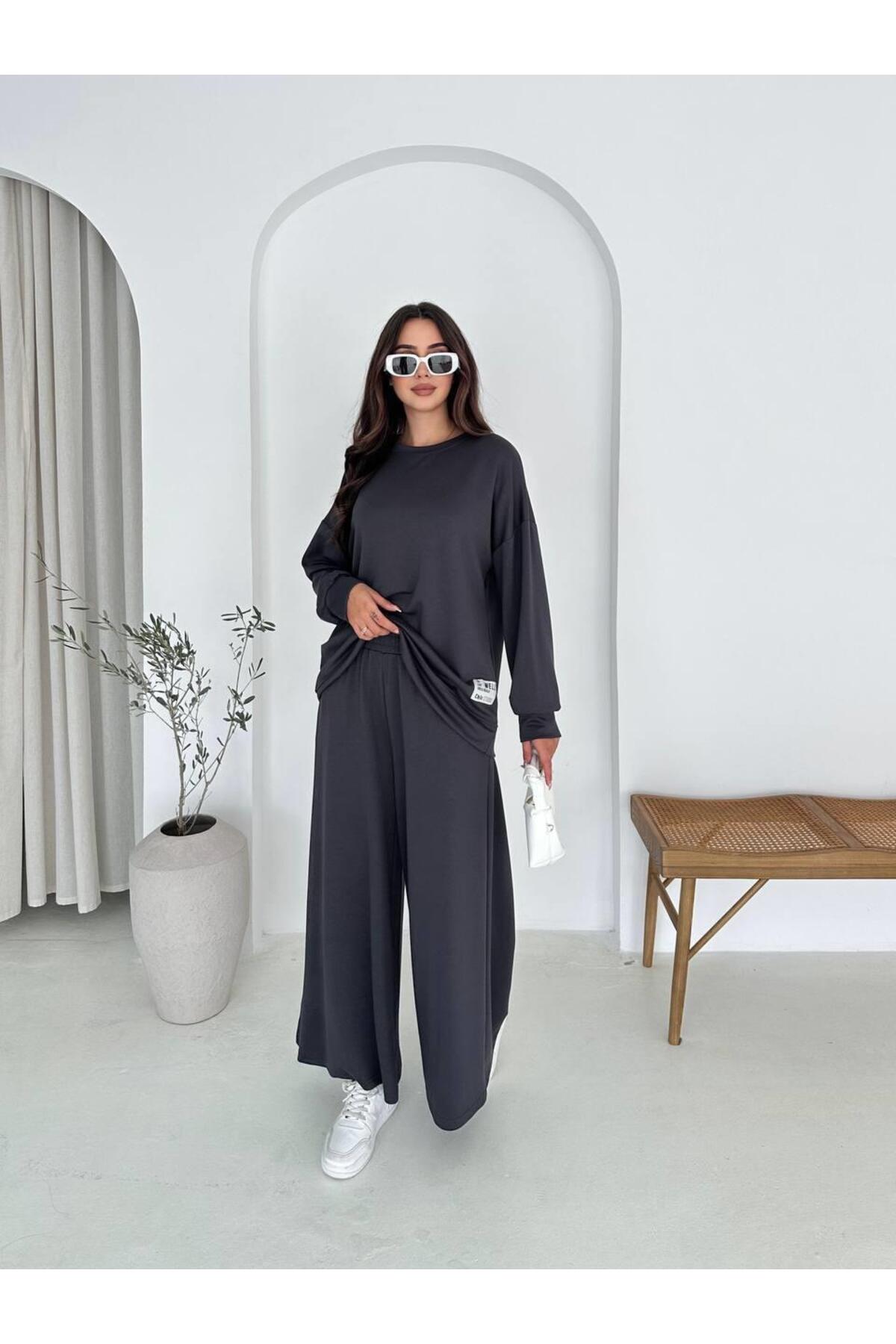 Modal Kumaş Geniş Paça Oversize Takım