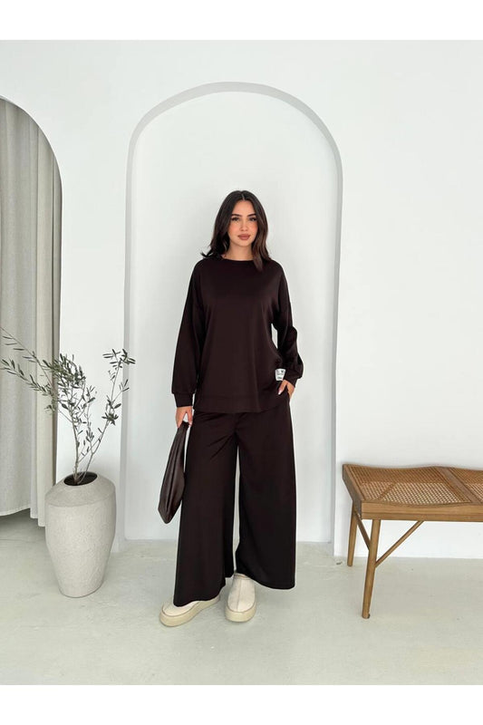Modal Kumaş Geniş Paça Oversize Takım