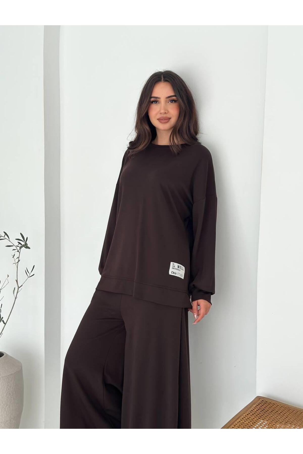 Modal Kumaş Geniş Paça Oversize Takım