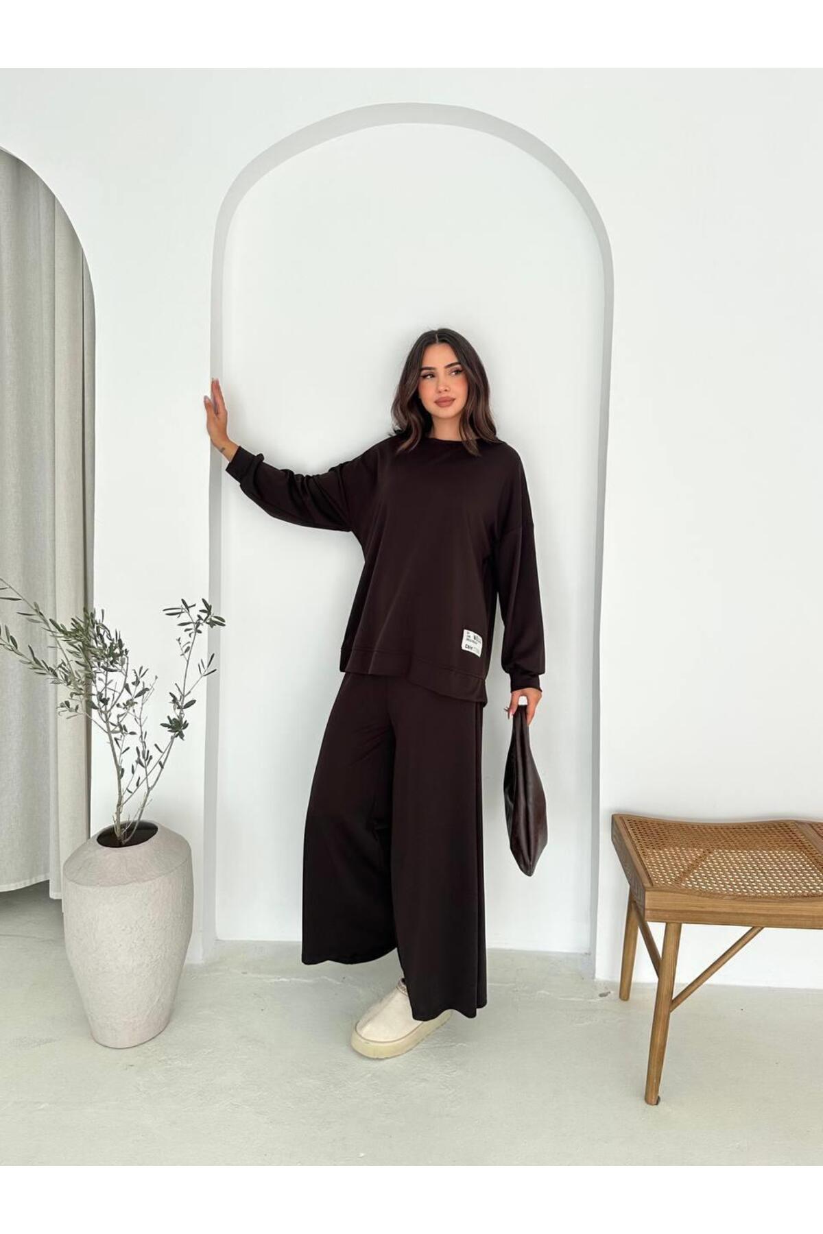 Modal Kumaş Geniş Paça Oversize Takım