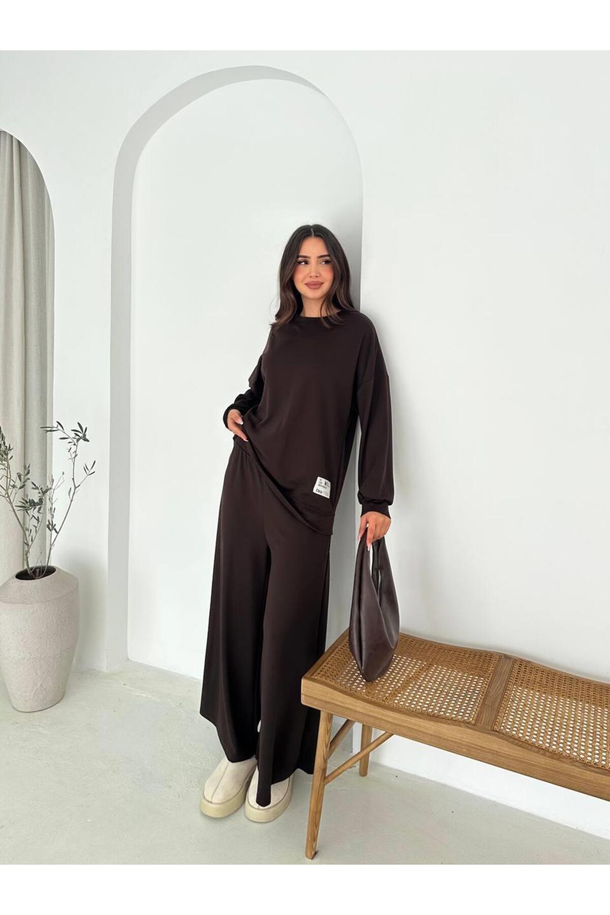Modal Kumaş Geniş Paça Oversize Takım