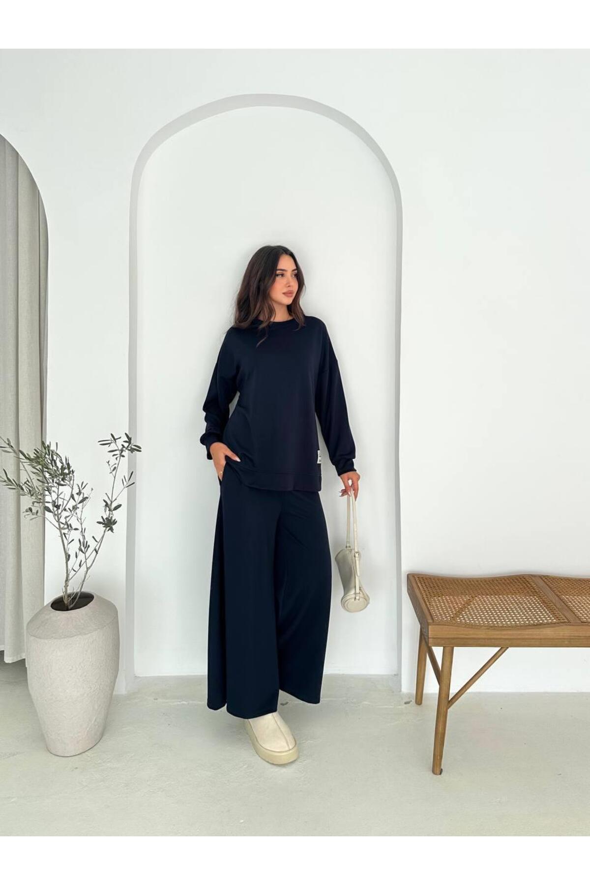 Modal Kumaş Geniş Paça Oversize Takım