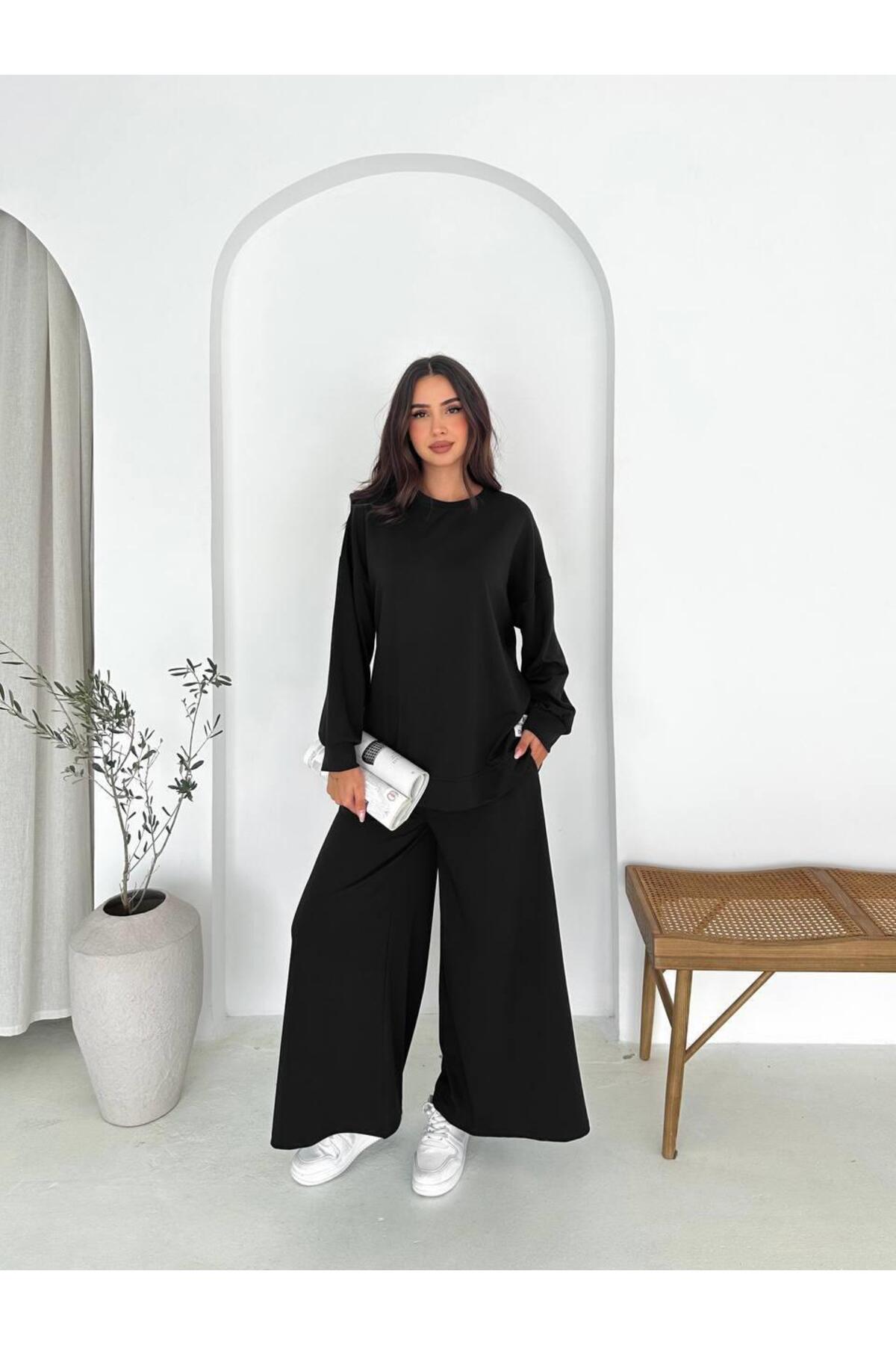 Modal Kumaş Geniş Paça Oversize Takım