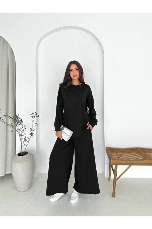 Modal Kumaş Geniş Paça Oversize Takım
