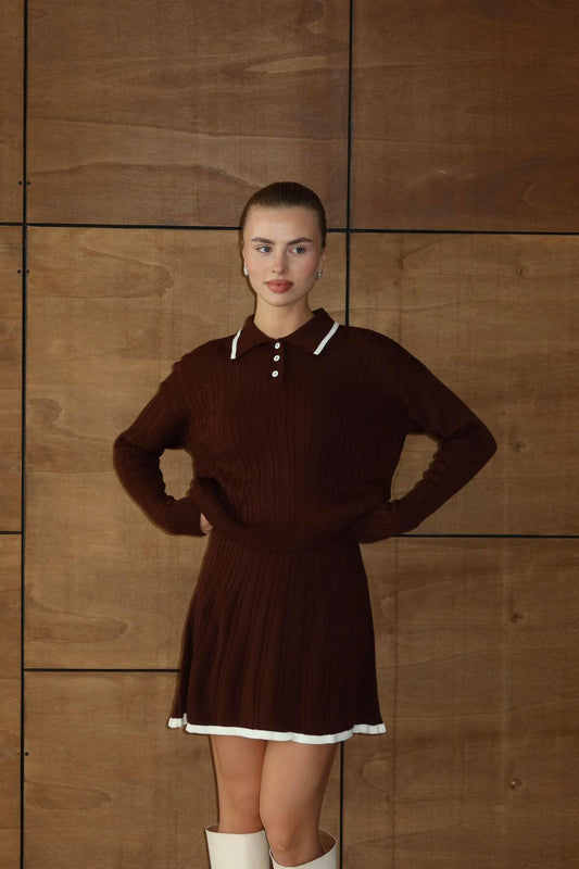 Polo Yaka Triko Elbise Takım