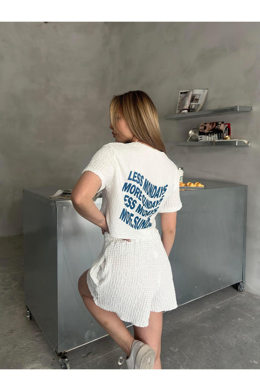 Rahat Fit Dokulu Şortlu Takım