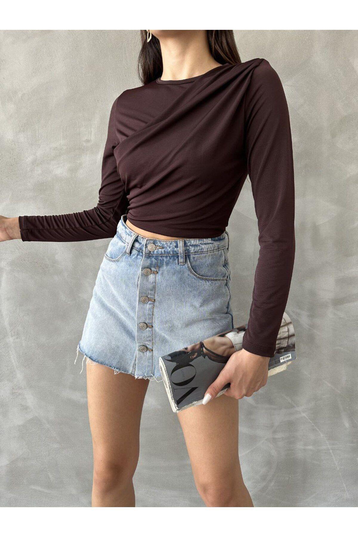 Uzun Kol Crop Bluz