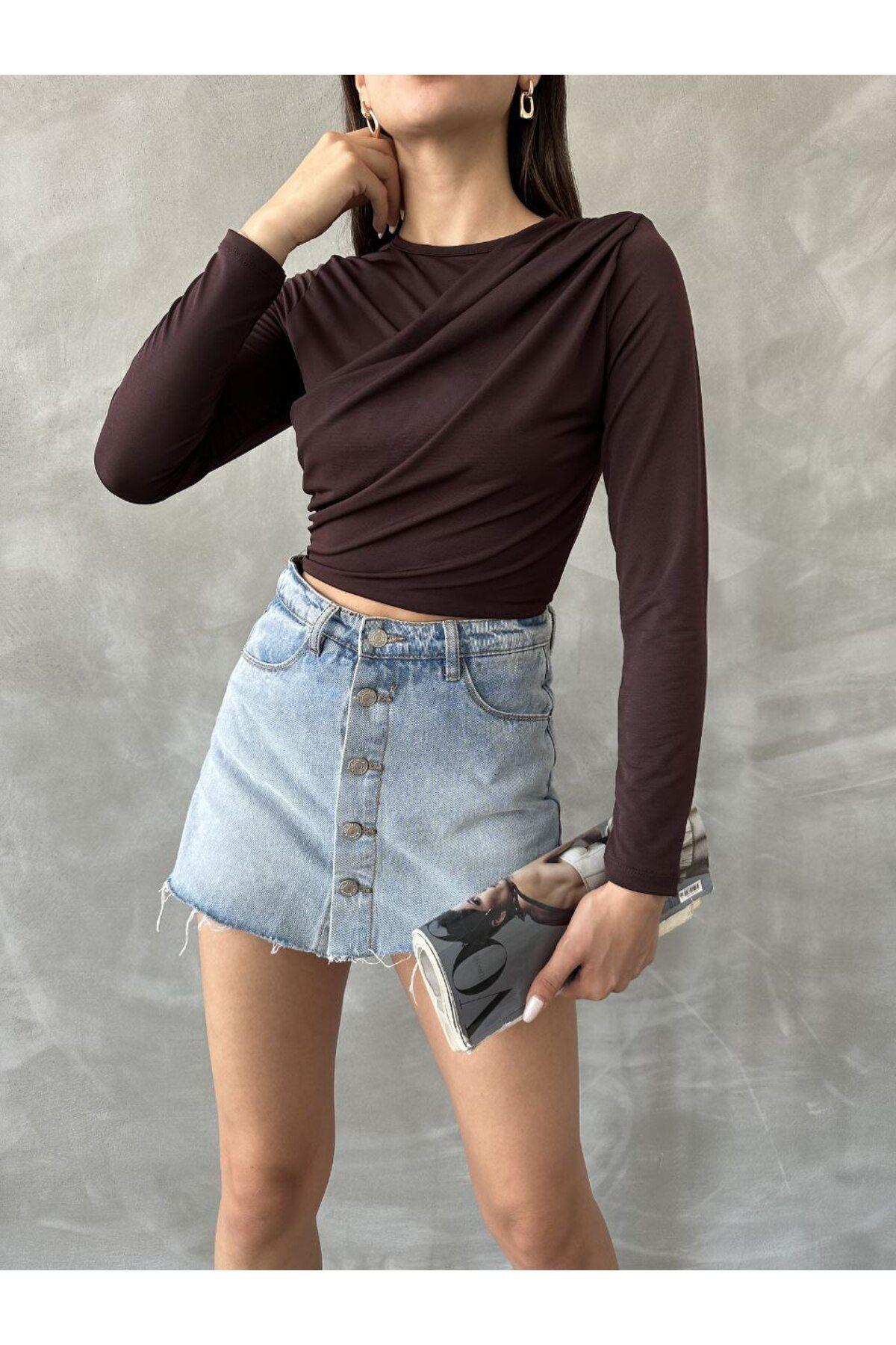 Uzun Kol Crop Bluz
